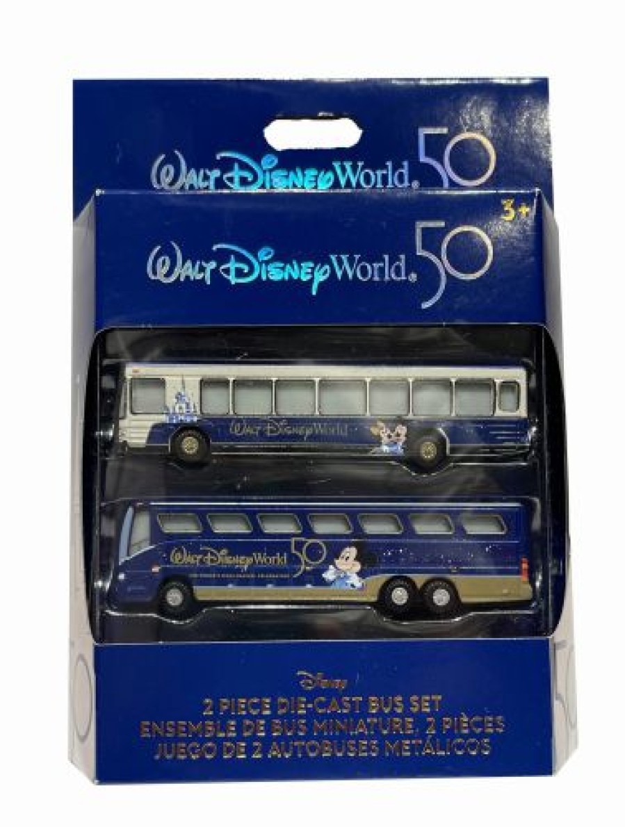 Toys * | Brand New Disney Die-Cast Bus Set 50Th Anniversary Set Of 2